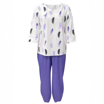 Ευρωπαϊκό και αμερικανικό καλοκαιρινό γυναικείο casual στυλ, νέο μοντέρνο, φαρδύ κοντομάνικο παντελόνι με στρογγυλή λαιμόκοψη και τυπωμένο με φτερά κοστούμι με κοντομάνικο σχέδιο