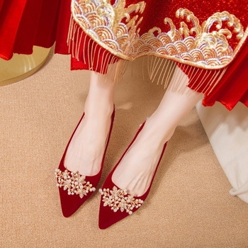 Νυφικά Παπούτσια Νυφικά Παπούτσια 2023 Νέα Κόκκινα Ψηλοτάκουνα Παπούτσια Νυφικά Παπούτσια με Τακούνι Στιλέτο Ψηλοτάκουνα για Παρανυφάκια