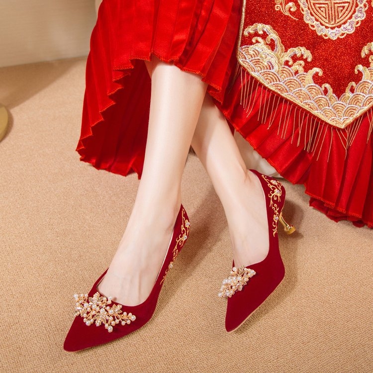 Pantofi de nuntă, pantofi de mireasă 2023, pantofi de mireasă roșii cu toc înalt, toc stiletto, domnișoare de onoare, tocuri înalte