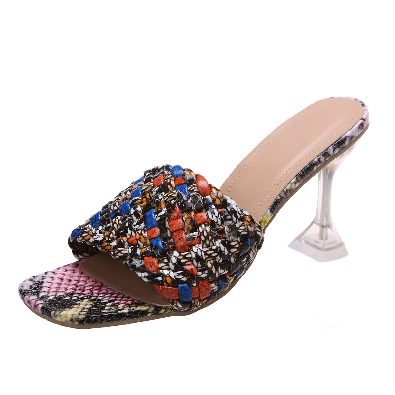 Sandale sexy țesute de mărime mare 2022 vara nouă pentru femei cu un singur cuvânt, vârful deschis, Amazon, cupa de vin, sandale elegante