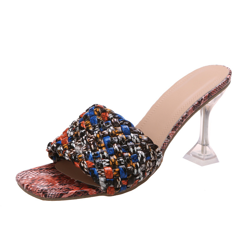 Sandale sexy țesute de mărime mare 2022 vara nouă pentru femei cu un singur cuvânt, vârful deschis, Amazon, cupa de vin, sandale elegante