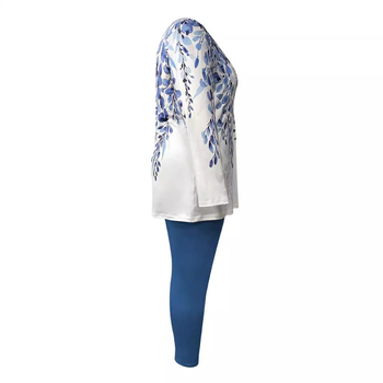 Ευρωπαϊκό και αμερικανικό διασυνοριακό Amazon Explosions Plus Size Casual Δύο τεμαχίων με τυπωμένο τοπ με στρογγυλή λαιμόκοψη και στενό παντελόνι