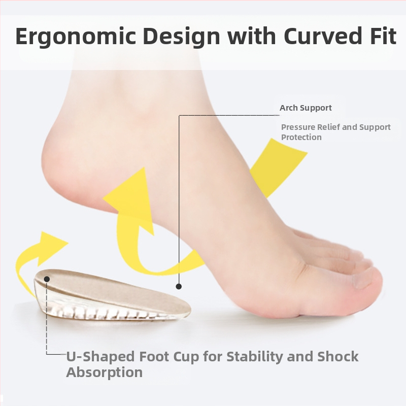 Вътрешна повдигаща стелка за жени, невидима подложка за ботуши, специална за ежедневна употреба, дезодорант, дишаща и удобна, мъжка силиконова полуподложка, която не уморява краката ви