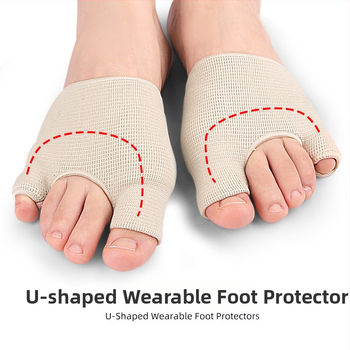 Priekinės pėdos pagalvėlės silikoninis diržas su audiniu, U formos, skirtas priekinės pėdos skausmui malšinti, trijų skylių piršto valgus korekcija, didžiojo piršto priežiūros užvalkalas
