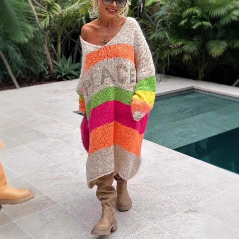 Amazonska nova europska i američka duga jesenska i zimska haljina s dugim rukavima za veće veličine za žene, europski i američki stil