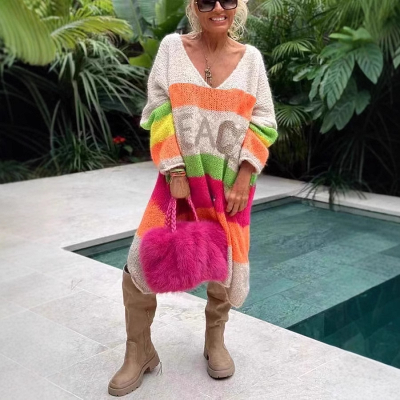 Amazonska nova europska i američka duga jesenska i zimska haljina s dugim rukavima za veće veličine za žene, europski i američki stil