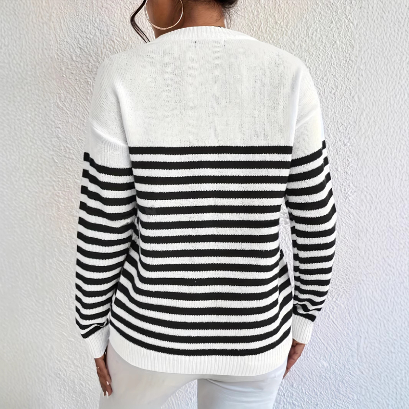 Dámske jesenné a zimné voľné módne topy s okrúhlym výstrihom