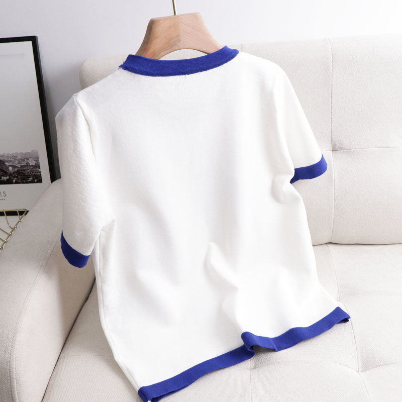 Πηγή Γυναικείων Ρούχων Εργοστάσιο Χονδρικής Κινούμενα Σχέδια Hot Diamond Pony T-shirt Πλεκτό Στρογγυλό Λαιμόκοψη Κοντό Μανίκι Χαριτωμένο Casual Loose Top