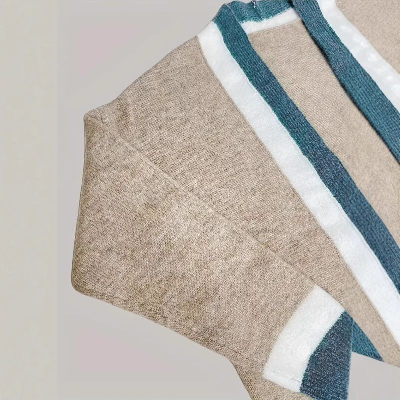 Rudens ir žiemos naujas tarptautinis Europos ir Amerikos „Amazon“ mados kontrastingų spalvų ilgas paltas, plius dydžio moteriškas megztinis ilgomis rankovėmis, megztinis su kardiganu