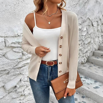 „Amazon“ tarpvalstybinis europietiškas ir amerikietiškas megztas moteriškas ilgomis rankovėmis megztinis su sagomis ir dideliu dydžiu