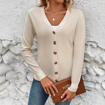 „Amazon“ tarpvalstybinis europietiškas ir amerikietiškas megztas moteriškas ilgomis rankovėmis megztinis su sagomis ir dideliu dydžiu