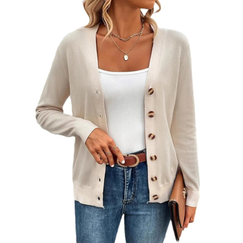 „Amazon“ tarpvalstybinis europietiškas ir amerikietiškas megztas moteriškas ilgomis rankovėmis megztinis su sagomis ir dideliu dydžiu