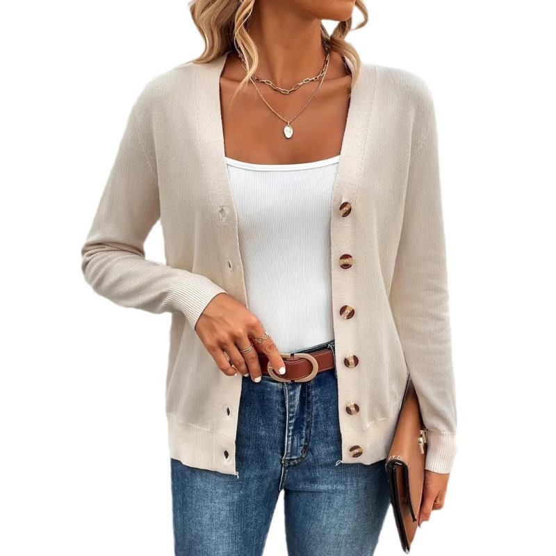 „Amazon“ tarpvalstybinis europietiškas ir amerikietiškas megztas moteriškas ilgomis rankovėmis megztinis su sagomis ir dideliu dydžiu