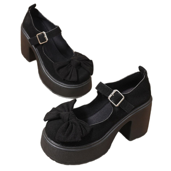 Νέα ανοιξιάτικα γυναικεία παπούτσια Mary Jane με χοντρή σόλα και χοντρό τακούνι σε κορεατικό στιλ, ψηλοτάκουνα παπούτσια με φούστα και αγκράφα για γυναίκες, μονόστρωμα