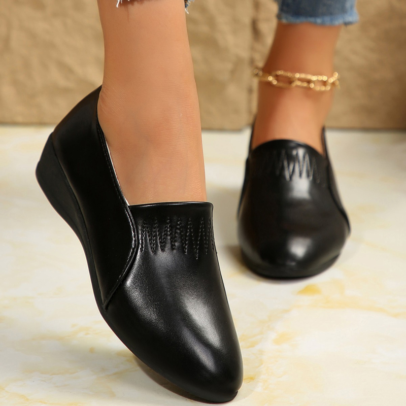 Pantofi de lucru confortabili din piele moale, cu toc mediu, pentru femei, toc înalt ...