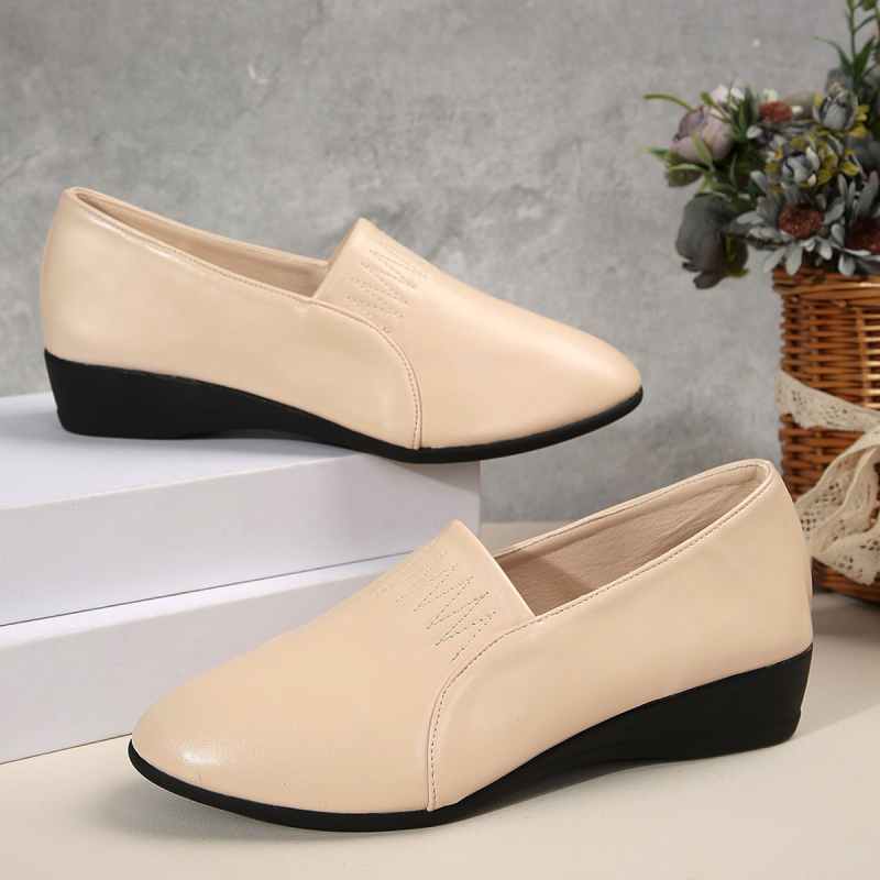 Pantofi de lucru confortabili din piele moale, cu toc mediu, pentru femei, toc înalt ...