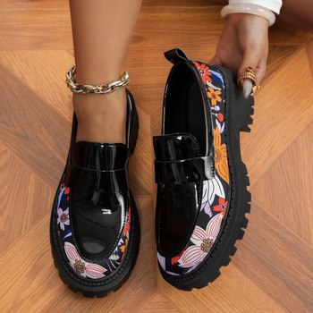 Piiriülesed pluss-suuruses Briti stiilis libisevad väikesed nahast kingad 2025. aasta kevad- ja sügiskingad, uued turske kontsaga trükitud Mary Jane kingad naistele