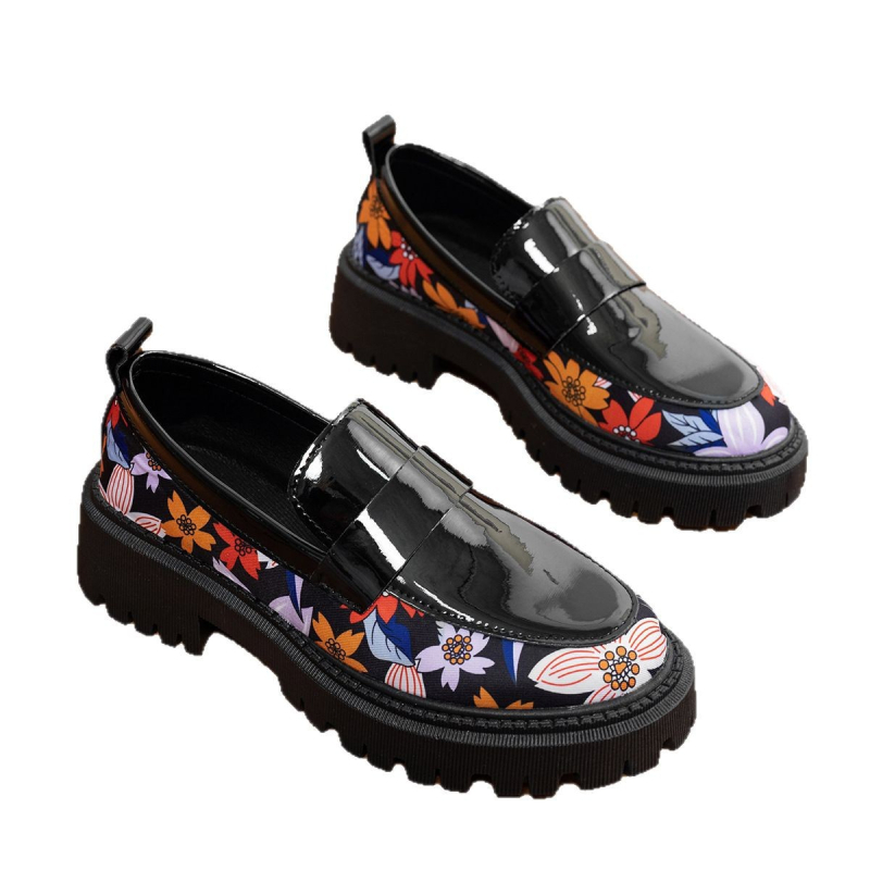 Piiriülesed pluss-suuruses Briti stiilis libisevad väikesed nahast kingad 2025. aasta kevad- ja sügiskingad, uued turske kontsaga trükitud Mary Jane kingad naistele