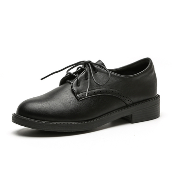 Juodi, broginiai darbo bateliai moterims, britiško retro stiliaus, rudens ir žiemos, gilios burnos, maži odiniai bateliai, plokščiapadžiai bateliai, darbo odiniai bateliai.