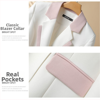 Γυναικείο κοστούμι σε ασορτί χρώμα, νέο, ανοιξιάτικο και φθινοπωρινό, μεσαίου μήκους, λευκό, στενό, σταυρωτό, μικρό κοστούμι, εξατομικευμένο