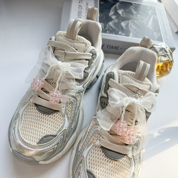 Jauna ķiršu pērļu bantītes meiteņu apavu sprādzes pulveris Chanel stila apavu sprādzes pieguļošas kedas zābaki visiem aksesuāriem