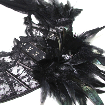 Ööklubi Punk Stiilis Eristuv Pikkade Varrukatega Sulgedest Dekoratiivne Pitsist Õlarihmaga Keep Trendikas Naiste K003 Pikkade Varrukatega