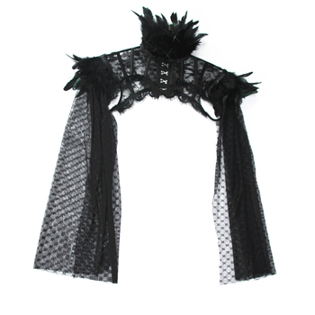 Ööklubi Punk Stiilis Eristuv Pikkade Varrukatega Sulgedest Dekoratiivne Pitsist Õlarihmaga Keep Trendikas Naiste K003 Pikkade Varrukatega