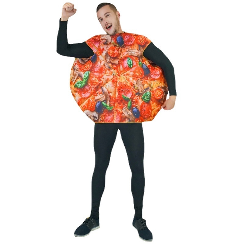 Costum de Halloween pentru adulți, amuzant, parodie, stil burete, pizza gourmet, petrecere, scenă, cosplay, costum de performanță