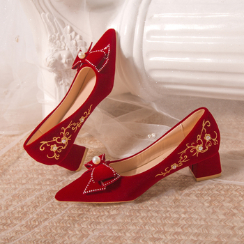 Pantofi de mireasă pentru femei cu toc înalt roșu 2023 Primăvara și toamna Noi pantofi de mireasă chinezești Xiuhe rochie de mireasă pantofi de mireasă nu obosesc picioarele