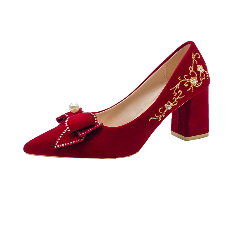 Pantofi de mireasă pentru femei cu toc înalt roșu 2023 Primăvara și toamna Noi pantofi de mireasă chinezești Xiuhe rochie de mireasă pantofi de mireasă nu obosesc picioarele