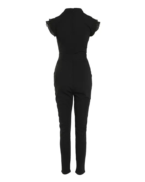 Salopetă elegantă cu curea și guler în V, fără mâneci, pentru femei, transfrontaliere europene și americane