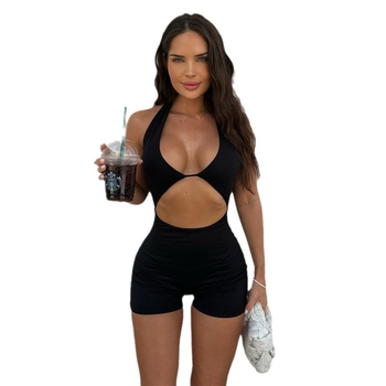 2024 Spice Girls europene și americane, sexy, culoare solidă, spate fără spate, pantaloni scurți cu buric gol, sport, casual, haine Jompon