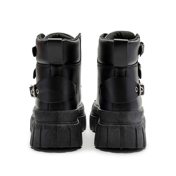 Pantofi sport casual cu talpă groasă și talpă scurtă, negri, noi, Martin, cu cataramă metalică, decorativi