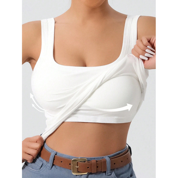 Skutočný záber na sklade zahraničný obchod cezhraničný golier bez chrbta odnímateľná podložka slim verzia základná košieľka