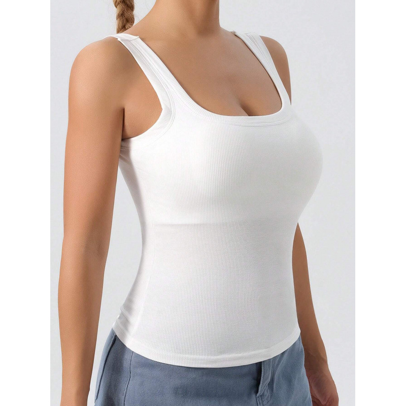 Skutočný záber na sklade zahraničný obchod cezhraničný golier bez chrbta odnímateľná podložka slim verzia základná košieľka