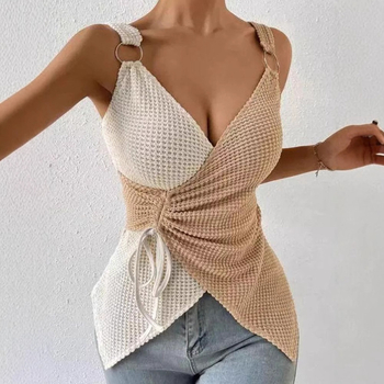 Νέο Ευρωπαϊκό και Αμερικανικό γιλέκο Amazon του 2023 με λεπτή εφαρμογή και ασορτί χρωματική πλάτη, χωρίς κορδόνια και λαιμόκοψη V, σε πολύ χαμηλές πωλήσεις