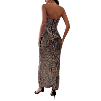 Ευρωπαϊκή και αμερικανική Μέση Ανατολή Εξωτερικό Εμπόριο Διασυνοριακό Χονδρικό Φόρεμα με Πούλιες, Φόρεμα με Μακριά Φούστα και Ψηλή Σκίσιμο στην Πλάτη, Φόρεμα για Πάρτι