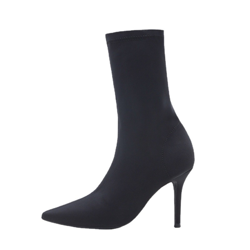 Letné čižmy s brožúrkou Ken Bean z elastickej látky s špicatým vzorom, dámske topánky na ihličkovom opätku, vysoké podpätky, úzke nohy, krátke čižmy