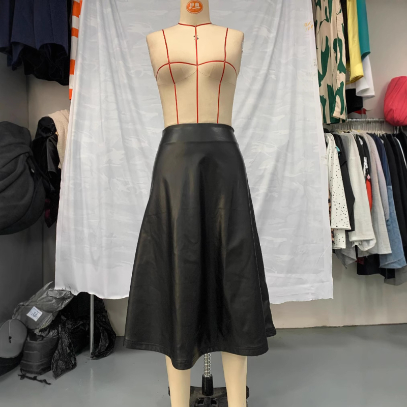 Dámska retro sukňa s vysokým pásom, nová, v tvare A, s dlhým výstrihom do V, retro, v retro štýle, s dlhým výstrihom do V, v štýle A a zakrývajúcou boky