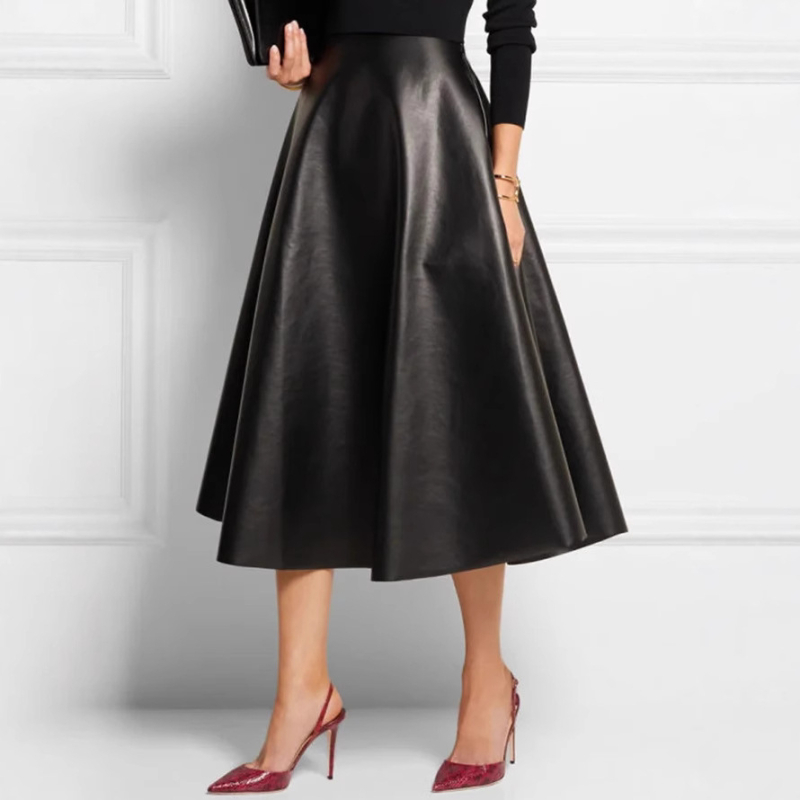 Dámska retro sukňa s vysokým pásom, nová, v tvare A, s dlhým výstrihom do V, retro, v retro štýle, s dlhým výstrihom do V, v štýle A a zakrývajúcou boky