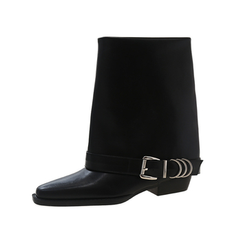 Cizme vintage cu toc gros, Martin, pantofi pentru femei, 2024, noi, negre, Spice Girls, cu cataramă de curea, aspect subțire, cizme western