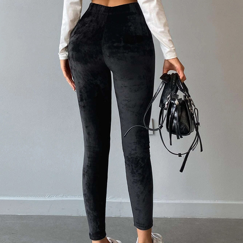 Európa a Spojené štáty americké cezhraničné horúce jesenné a zimné legíny s vysokým pásom a zlatým zamatom, elastické pančuchy s vysokým pásom, jednofarebné dámske nohavice