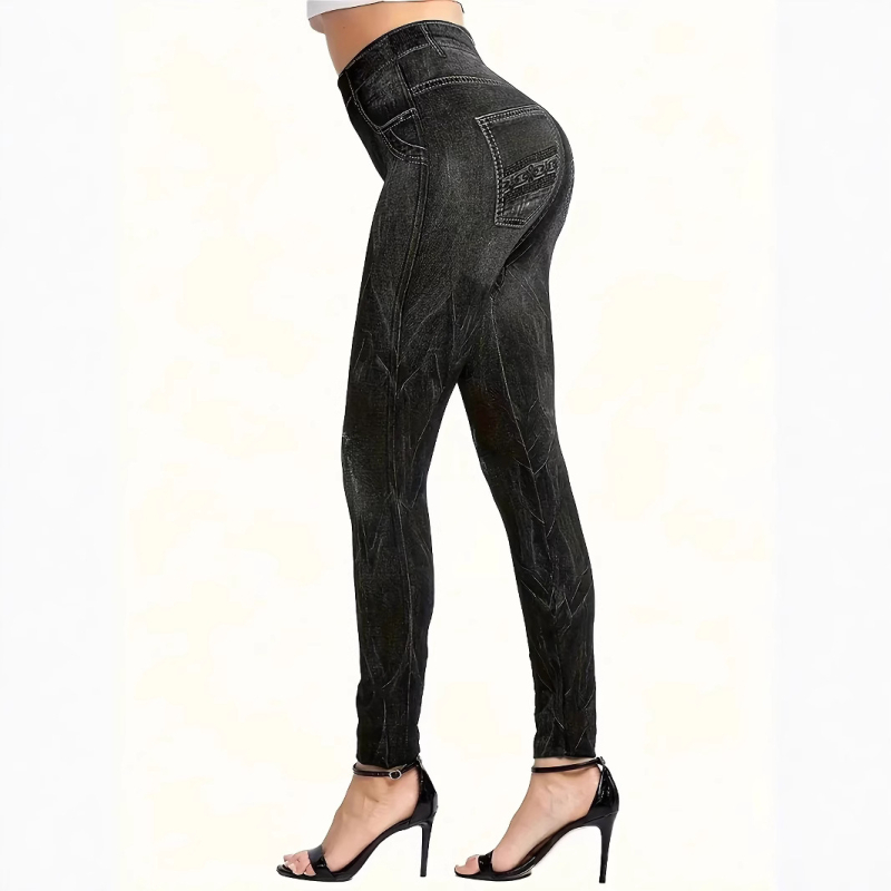 Cezhraničné želanie AliExpress 2024 Jarné a jesenné legíny z imitácie džínsoviny, dámske vysoko elastické, úzke, bezšvové, s potlačou, vrchné oblečenie