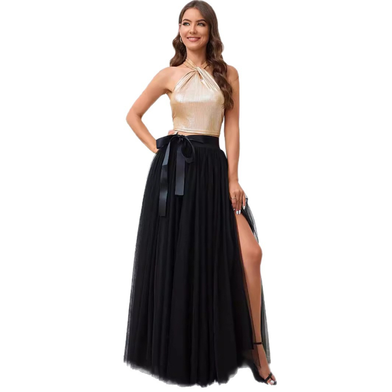 Αποκλειστική διασυνοριακή προμήθεια φούστας με σχισμές από πλέγμα σε πολλά μεγέθη S-5Xl, φούστας Actor Tutu, φούστας με ψηλή μέση και λάστιχο στη μέση