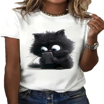 Tricou cu mânecă scurtă, lejer, cu guler rotund, imprimat, de mărime mare, vara 2025, Europa și America, Amazon, cel mai bine vândut pe piața transfrontalieră