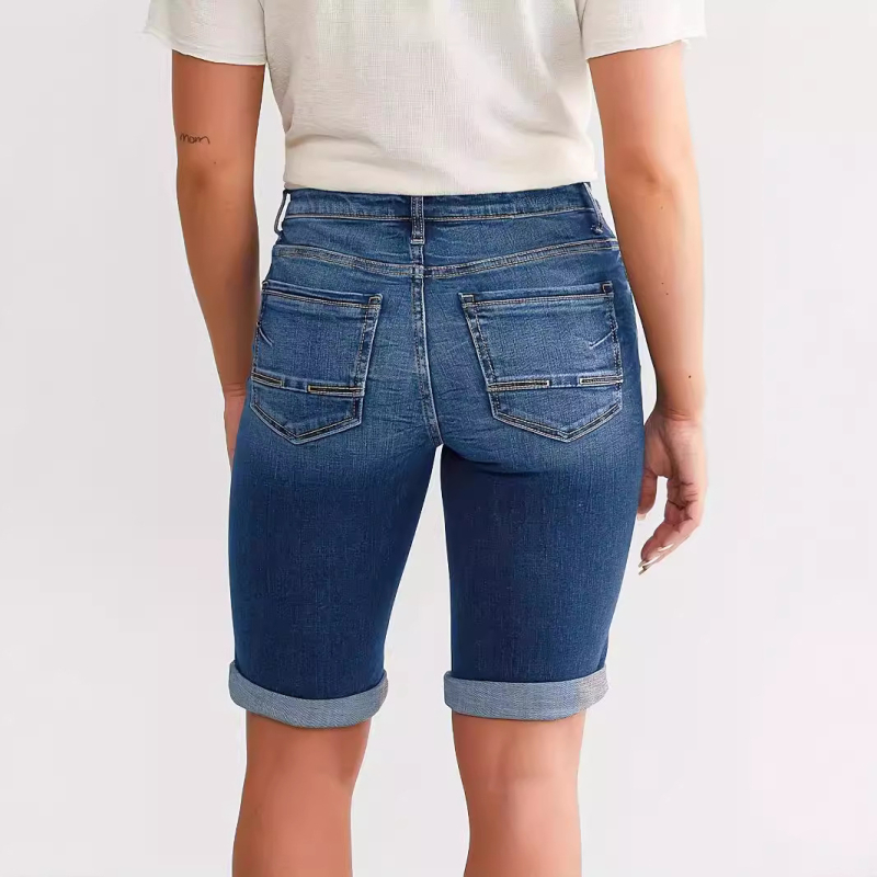 2024, vânzare transfrontalieră Amazon nouă în Europa și Statele Unite, 2407#, bluze noi pentru femei, slim fit, cu nasturi pe picior, all-match, din denim