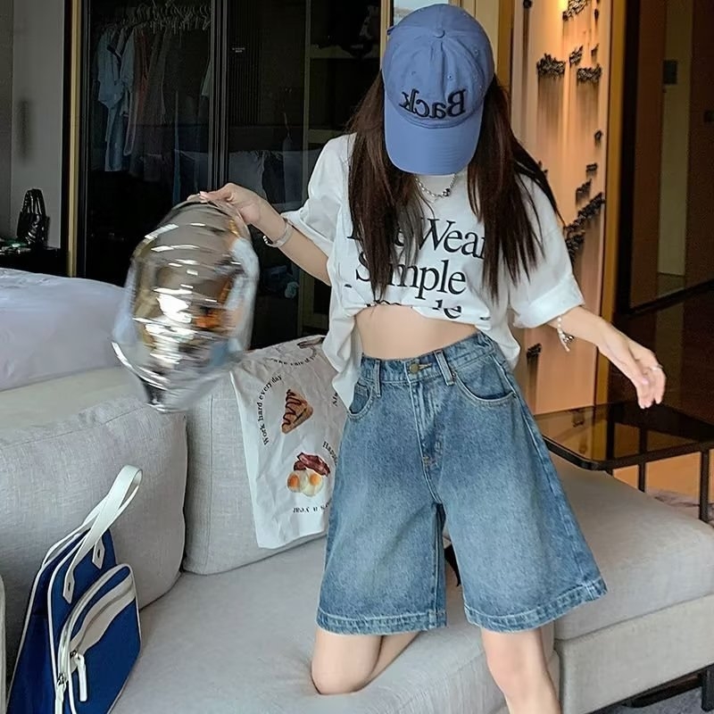 Blugi elastici cu talie înaltă, pantaloni negri slim, pantaloni scurți strâmți, pantaloni scurți drepți cu picior larg, pantaloni scurți pentru femei, vara 2023, noi