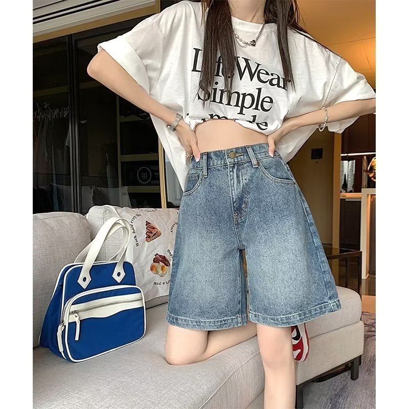 Blugi elastici cu talie înaltă, pantaloni negri slim, pantaloni scurți strâmți, pantaloni scurți drepți cu picior larg, pantaloni scurți pentru femei, vara 2023, noi