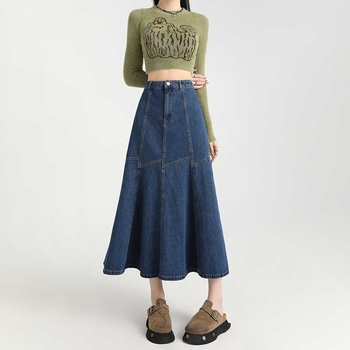 Doprava zdarma vintage šitie polodlhej dáždnikovej sukne dámske jarné a jesenné dlhé štíhle hip sukne horúce dievča príliv veľkoobchod