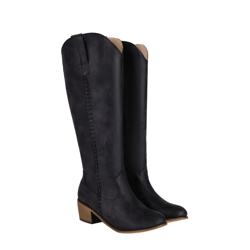 Nový európsky a americký štýl z roku 2024 na eBay s klasickými okrúhlymi jednofarebnými vysokými rytierskymi čižmami pre plus veľkosť 40-43